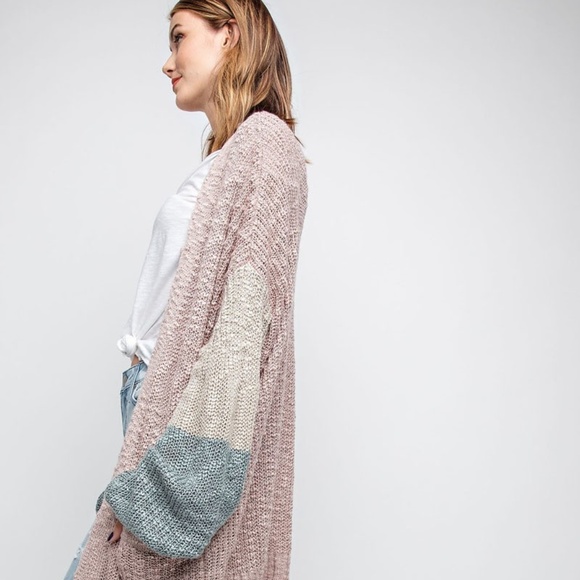 ❄️LAST2️⃣//MAUVE COLOR BLOCK CARDIGAN - Picture 5 of 9